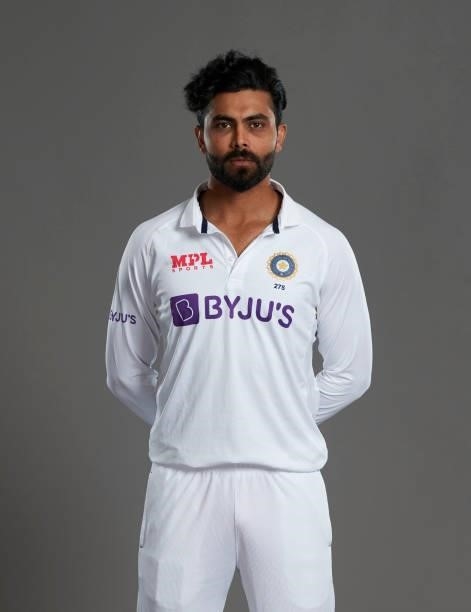 Ravindra Jadeja of India poses during a portrait session at the Radisson Blu Hotel on July 23, 2021 in Durham, England.