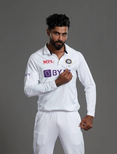 Ravindra Jadeja of India poses during a portrait session at the Radisson Blu Hotel on July 23, 2021 in Durham, England.