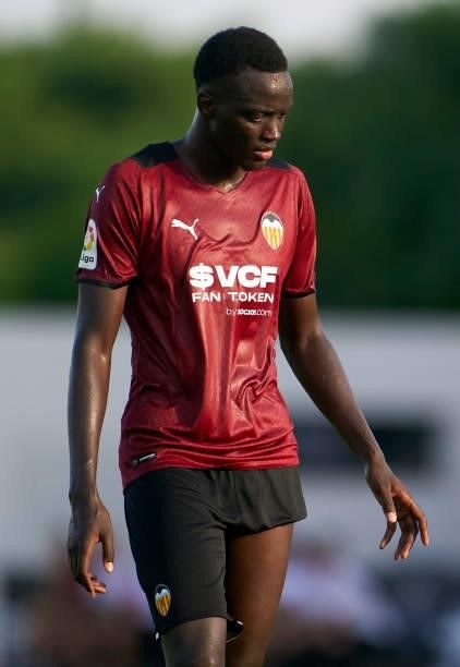 Mouctar Diakhaby of Valencia CF looks on during the pre-season friendly match between Valencia CF and FC Cartagena at Antonio Puchades Stadium on...