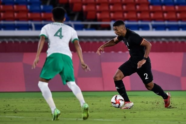 Benjamin Henrichs of Germany during the Tokyo 2020 Olympic Mens Football Tournament match between Saudi Arabia and Germany at Nissan Stadium on July...