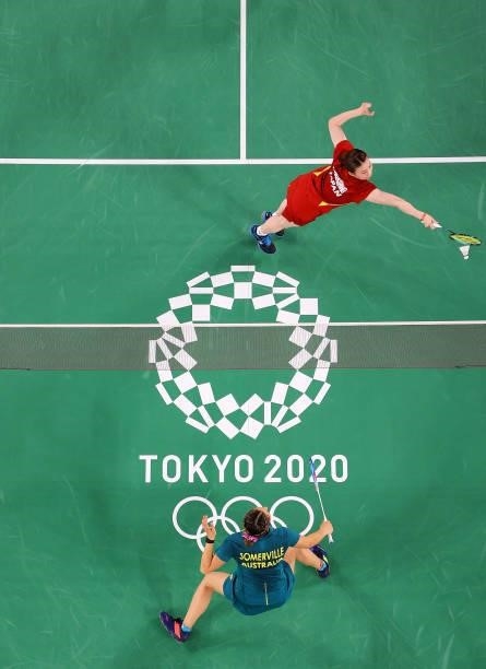 Simon Wing Hang Leung and Gronya Somerville of Team Australia compete against Yuta Watanabe and Arisa Higashino of Team Japan during a Mixed Doubles...