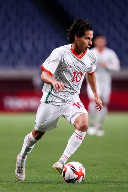 Lainez Diego of Mexico controls the ball during the Men's First Round Group A match between Japan and Mexico on day two of the Tokyo 2020 Olympic...
