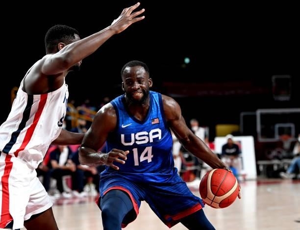 Jamal Green of the USA takes on the defence during the preliminary rounds of the Men's Basketball match between the USA and France on day two of the...