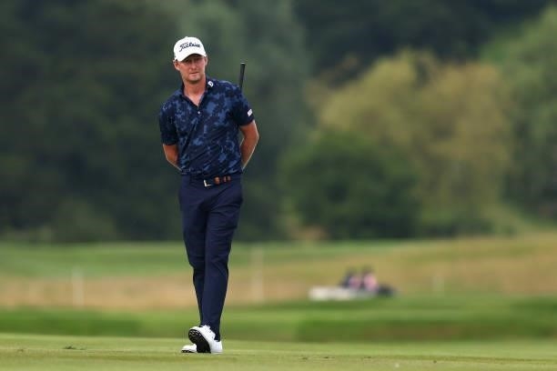 Justin Harding of South Africa during Day Four of the Cazoo Open supported by Gareth Bale at Celtic Manor Resort on July 25, 2021 in Newport, Wales.