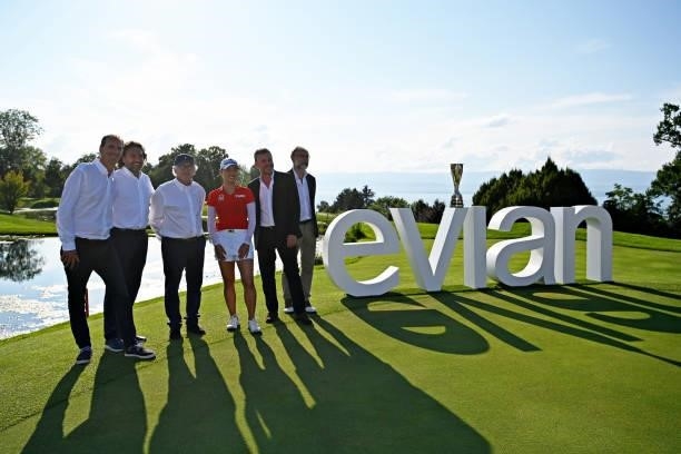 Tournament winner Minjee Lee of Australia poses for a photo during day four of the The Amundi Evian Championship at Evian Resort Golf Club on July...