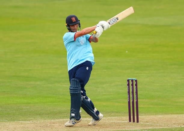Tom Westley of Essex bats during the Royal London Cup match between Essex and Middlesex at Cloudfm County Ground on July 25, 2021 in Chelmsford,...