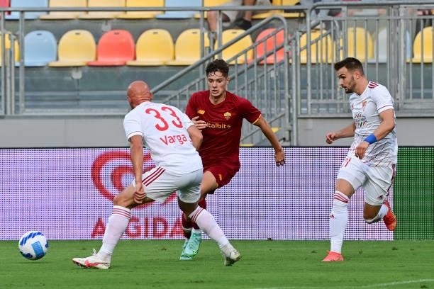 Nicola Zalewski in action during a Friendly match between AS Roma v Debreceni at Benito Stirpe Stadium in Frosinone