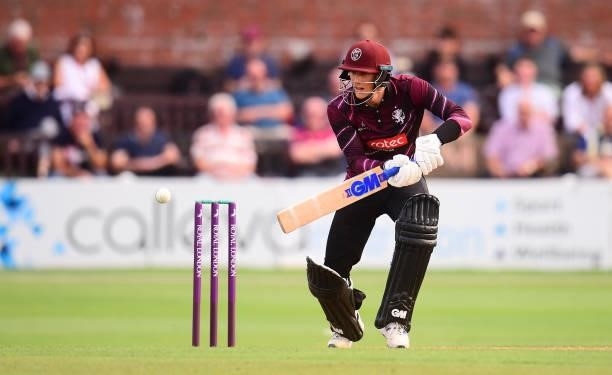 George Bartlett of Somerset plays a shot during the Royal London One Day Cup match between Somerset and Derbyshire at The Cooper Associates County...