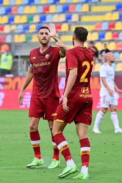 Lorenzo Pellegrini and Borja Mayoral during a Friendly match between AS Roma v Debreceni at Benito Stirpe Stadium in Frosinone