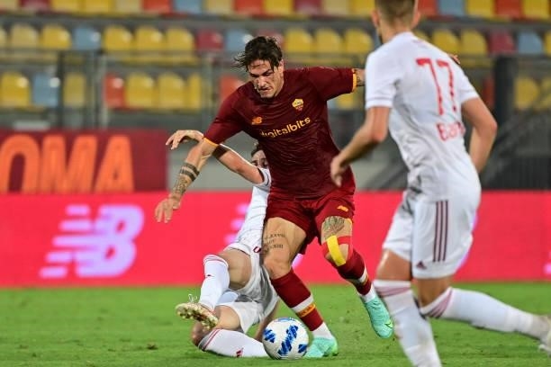 Roma player Nicolò Zaniolo in action during a Friendly match between AS Roma v Debreceni at Benito Stirpe Stadium in Frosinone