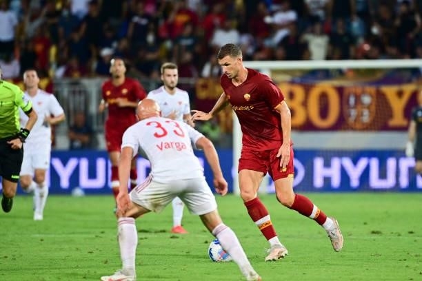 Roma player Edin Dzeko in action during a Friendly match between AS Roma v Debreceni at Benito Stirpe Stadium in Frosinone