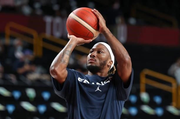 Andrew Albicy of France during the Men's Preliminary Round Group B basketball game between United States and France on day two of the Tokyo 2020...