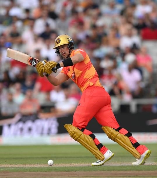 Phoenix batter Liam Livingstone in batting action during the Hundred match between Manchester Originals and Birmingham Phoenix at Emirates Old...
