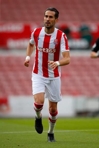 Mario Vrancic of Stoke City looks on during the Pre-Season Friendly between Stoke City and Aston Villa at bet365 Stadium on July 24, 2021 in Stoke on...