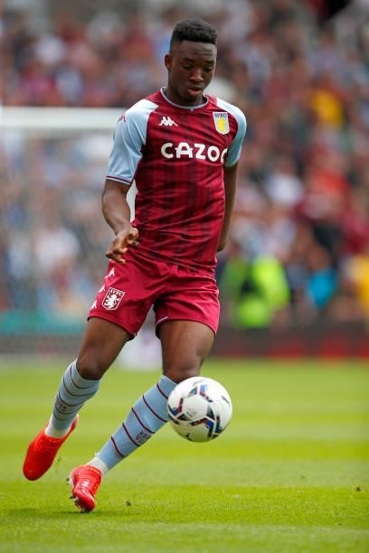 Lamare Bogarde of Aston Villa runs with the ball during the Pre-Season Friendly between Stoke City and Aston Villa at bet365 Stadium on July 24, 2021...
