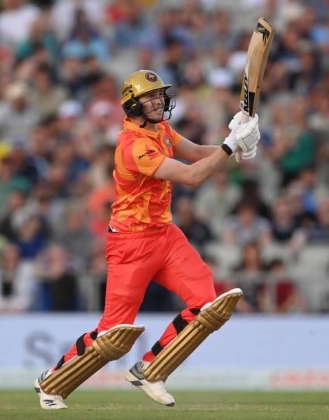 Phoenix batter Adam Milne in batting action during the Hundred match between Manchester Originals and Birmingham Phoenix at Emirates Old Trafford on...