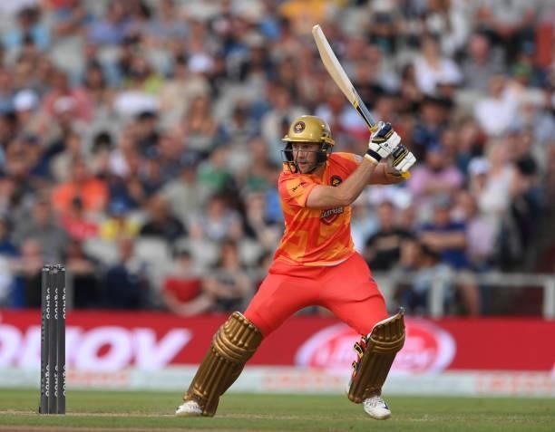 Phoenix batter Chris Cooke in batting action during the Hundred match between Manchester Originals and Birmingham Phoenix at Emirates Old Trafford on...