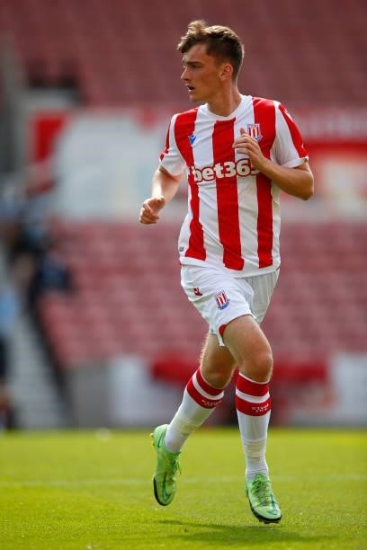 Adam Porter of Stoke City looks on during the Pre-Season Friendly between Stoke City and Aston Villa at bet365 Stadium on July 24, 2021 in Stoke on...