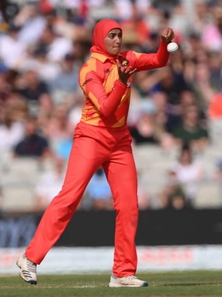 Abtaha Maqsood of the Phoenix in fielding action during the Hundred match between Manchester Originals and Birmingham Phoenix at Emirates Old...