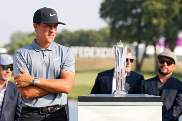 Cameron Champ looks on after winning the 3M Open at TPC Twin Cities on July 25, 2021 in Blaine, Minnesota.