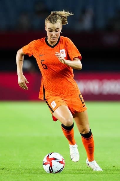 Roord Jill of Netherlands controls the ball during the Women's First Round Group F match on day one of the Tokyo 2020 Olympic Games at Miyagi Stadium...