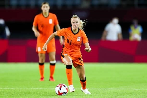 Groenen Jackie of Netherlands controls the ball during the Women's First Round Group F match on day one of the Tokyo 2020 Olympic Games at Miyagi...