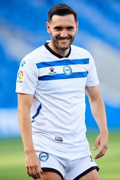 Lucas Perez of Deportivo Alaves reacts during the Friendly Match between Real Sociedad and Deportivo Alaves on July 24, 2021 in San Sebastian, Spain.