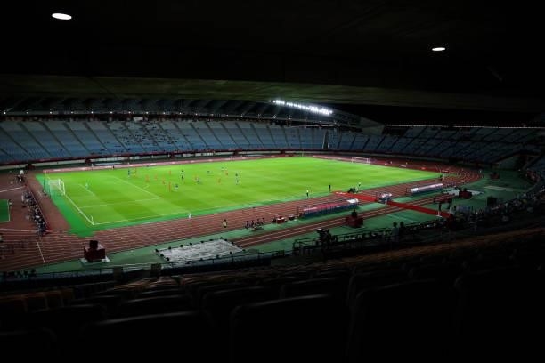 General view of Miyagi Stadium during the Women's First Round Group F match on day one of the Tokyo 2020 Olympic Games at Miyagi Stadium on July 24,...