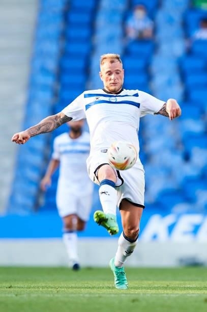 John Guidetti of Deportivo Alaves in action during the Friendly Match between Real Sociedad and Deportivo Alaves on July 24, 2021 in San Sebastian,...
