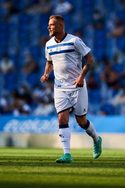 John Guidetti of Deportivo Alaves in action during the Friendly Match between Real Sociedad and Deportivo Alaves on July 24, 2021 in San Sebastian,...