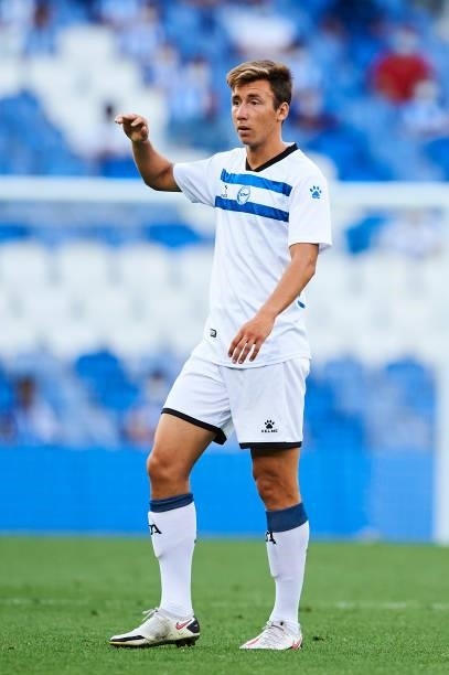 Saul Garcia of Deportivo Alaves reacts during the Friendly Match between Real Sociedad and Deportivo Alaves on July 24, 2021 in San Sebastian, Spain.