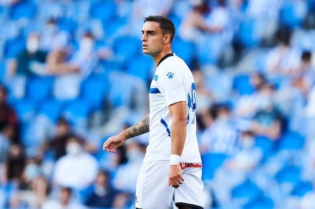 Carlos Isaac Munoz of Deportivo Alaves reacts during the Friendly Match between Real Sociedad and Deportivo Alaves on July 24, 2021 in San Sebastian,...