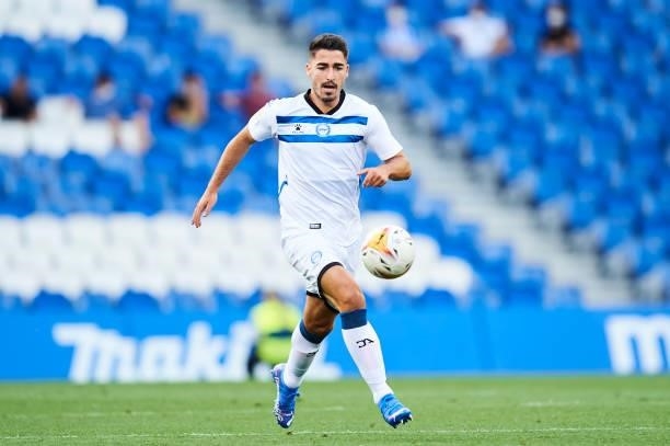 Toni Moya of Deportivo Alaves in action during the Friendly Match between Real Sociedad and Deportivo Alaves on July 24, 2021 in San Sebastian, Spain.