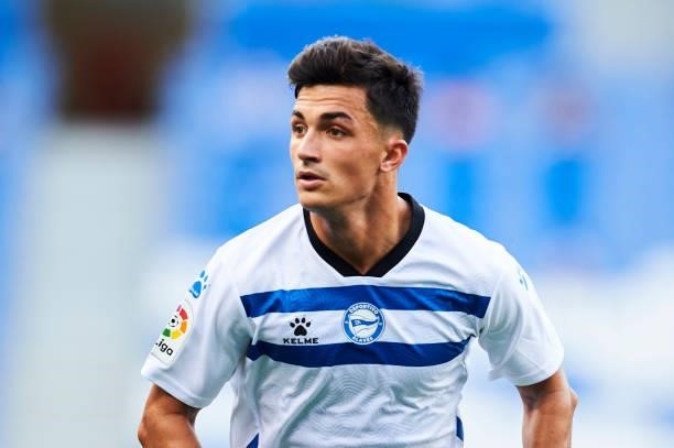 Manu Garcia of Deportivo Alaves reacts during the Friendly Match between Real Sociedad and Deportivo Alaves on July 24, 2021 in San Sebastian, Spain.