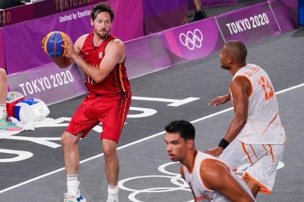 Thierry Marien of Belgium during the Men's Pool Round match between Netherlands and Belgium in the 3x3 Basketball competition on day three of the...