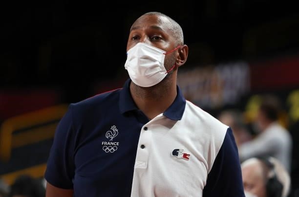 General Manager of France Boris Diaw during the Men's Preliminary Round Group B basketball game between United States and France on day two of the...