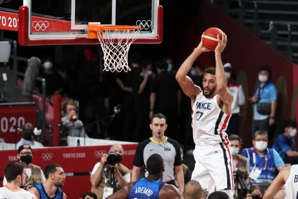 Rudy Gobert of France during the Men's Preliminary Round Group B basketball game between United States and France on day two of the Tokyo 2020...