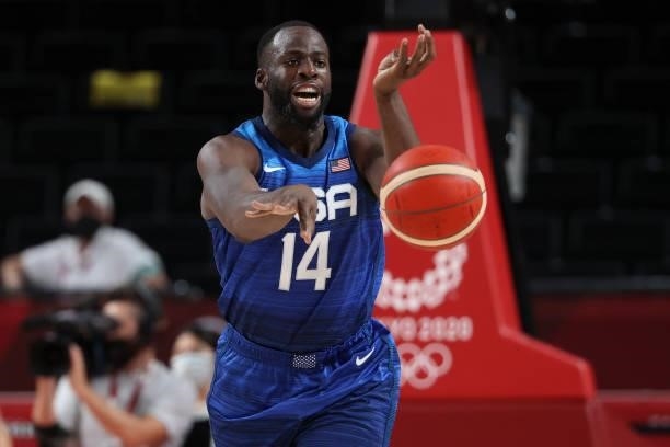 Draymond Green of USA during the Men's Preliminary Round Group B basketball game between United States and France on day two of the Tokyo 2020...