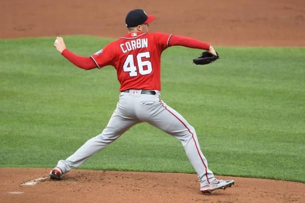 Patrick Corbin of the Washington Nationals pitches during a baseball game against the Baltimore Orioles at Oriole Park at Camden Yards on July 23,...