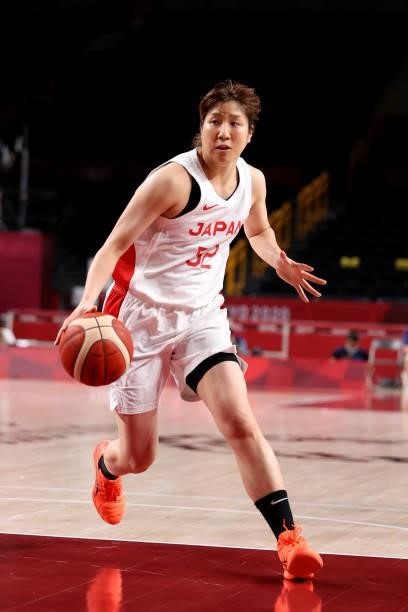 Yuki Miyazawa of Team Japan drives to the basket against France during the first half of a Women's Preliminary Round Group B game on day four of the...