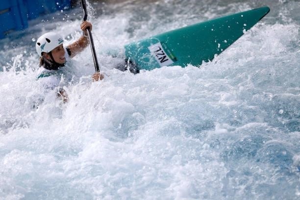 Luuka Jones of Team New Zealand competes during the Women's Kayak Slalom Semi-final on day four of the Tokyo 2020 Olympic Games at Kasai Canoe Slalom...