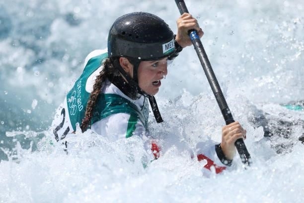Sofia Reinoso of Team Mexico competes during the Women's Kayak Slalom Semi-final on day four of the Tokyo 2020 Olympic Games at Kasai Canoe Slalom...