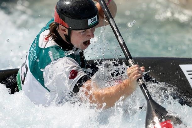Naemi Braendle of Team Switzerland competes during the Women's Kayak Slalom Semi-final on day four of the Tokyo 2020 Olympic Games at Kasai Canoe...