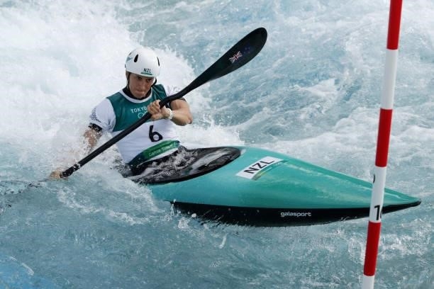 Luuka Jones of Team New Zealand competes during the Women's Kayak Slalom Semi-final on day four of the Tokyo 2020 Olympic Games at Kasai Canoe Slalom...