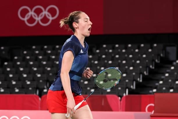 Kirsty Gilmour of Team Great Britain reacts as she competes against Mahoor Shahzad of Team Pakistan during a Women’s Singles Group L match on day...