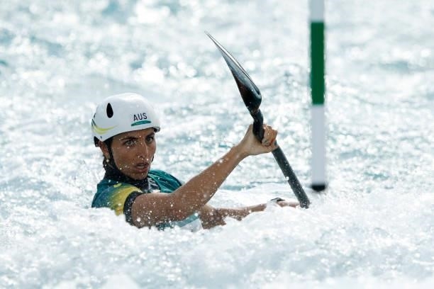 Jessica Fox of Team Australia competes during the Women's Kayak Slalom Semi-final on day four of the Tokyo 2020 Olympic Games at Kasai Canoe Slalom...