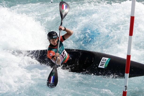 Martina Wegman of Team Netherlands competes during the Women's Kayak Slalom Semi-final on day four of the Tokyo 2020 Olympic Games at Kasai Canoe...