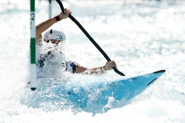Eliska Mintalova of Team Slovakia competes during the Women's Kayak Slalom Semi-final on day four of the Tokyo 2020 Olympic Games at Kasai Canoe...