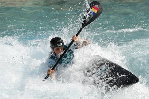 Monica Doria Vilarrubla of Team Andorra competes during the Women's Kayak Slalom Semi-final on day four of the Tokyo 2020 Olympic Games at Kasai...