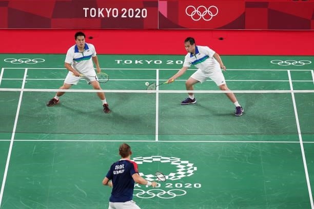 Phillip Chew and Ryan Chew of Team United States compete against Mark Lamsfuss and Marvin Seidel of Team Germany during a Men's Doubles Group C match...